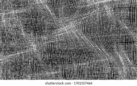 Textura de tela alterada. Textura vectorial de tejido. Borde fondo. Ilustración abstracta de medio tono vectorial. Superposición para efectos interesantes y profundidad. Negro aislado sobre fondo blanco.