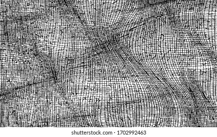 Beklemmte Textur. Vektorillustration Textur des Webgewebes. brüchiger Hintergrund. Abstrakte Halftone-Vektorillustration-Illustration. Overlay für interessante Wirkung und Tiefe. Schwarz einzeln auf weißem Hintergrund.