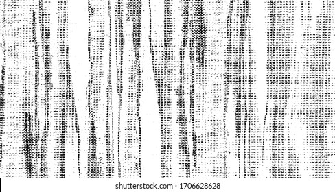 Distressed fabric texture. Vector texture of weaving fabric. Grunge background. Abstract halftone vector illustration. Overlay for interesting effect and depth. Black isolated on white background.