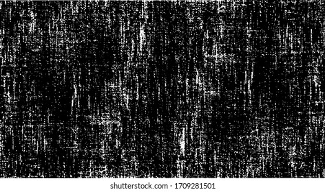 Distressed fabric texture. Vector texture of weaving fabric. Grunge background. Abstract halftone vector illustration. Overlay for interesting effect and depth. Black isolated on white background.