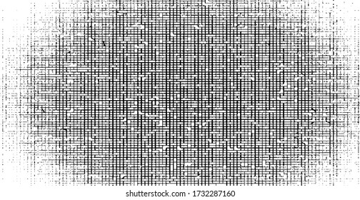 Distressed fabric texture. Vector texture of weaving fabric. Grunge background. Abstract halftone vector illustration. Overlay for interesting effect and depth. Black isolated on white background.