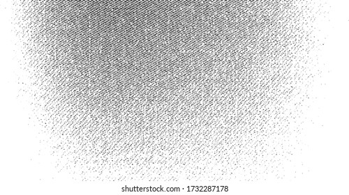 Distressed fabric texture. Vector texture of weaving fabric. Grunge background. Abstract halftone vector illustration. Overlay for interesting effect and depth. Black isolated on white background.