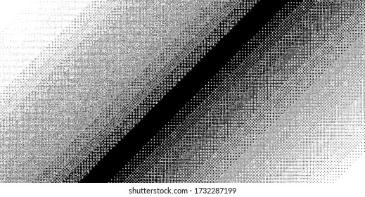 Distressed fabric texture. Vector texture of weaving fabric. Grunge background. Abstract halftone vector illustration. Overlay for interesting effect and depth. Black isolated on white background.