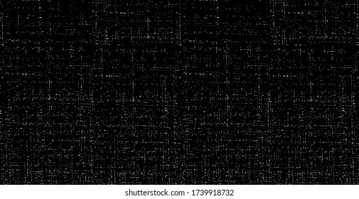 Distressed fabric texture. Vector texture of weaving fabric. Grunge background. Abstract halftone vector illustration. Overlay for interesting effect and depth. Black isolated on white background.