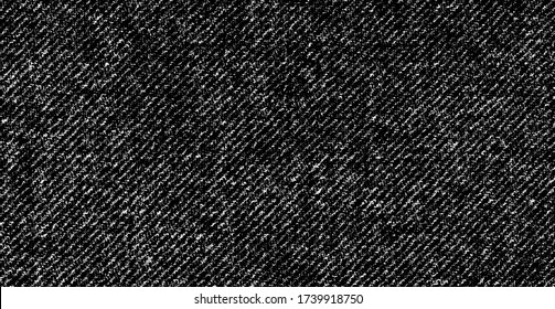 Distressed fabric texture. Vector texture of weaving fabric. Grunge background. Abstract halftone vector illustration. Overlay for interesting effect and depth. Black isolated on white background.