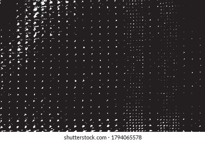 Distressed fabric texture. Vector texture of weaving fabric. Grunge background. Abstract halftone vector illustration. Overlay for interesting effect and depth. Black isolated on white background.