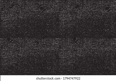 Textura de tela alterada. Textura vectorial de tejido. Borde de fondo. Ilustración del vector de medio tono abstracto. Superposición para el efecto interesante y la profundidad. Negro aislado sobre fondo blanco.