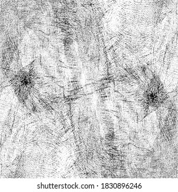 Distressed fabric texture. Vector texture of weaving fabric. Grunge background. Abstract halftone vector illustration. Overlay for interesting effect and depth. Black isolated on white background.