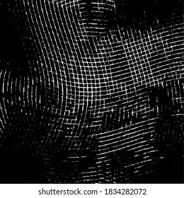 Textura de tela alterada. Textura vectorial de tejido. Borde de fondo. Ilustración del vector de medio tono abstracto. Superposición para el efecto interesante y la profundidad. Negro aislado sobre fondo blanco.