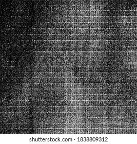 Distressed fabric texture. Vector texture of weaving fabric. Grunge background. Abstract halftone vector illustration. Overlay for interesting effect and depth. Black isolated on white background.