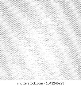 Distressed fabric texture. Vector texture of weaving fabric. Grunge background. Abstract halftone vector illustration. Overlay for interesting effect and depth. Black isolated on white background.