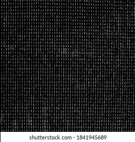 Distressed fabric texture. Vector texture of weaving fabric. Grunge background. Abstract halftone vector illustration. Overlay for interesting effect and depth. Black isolated on white background.
