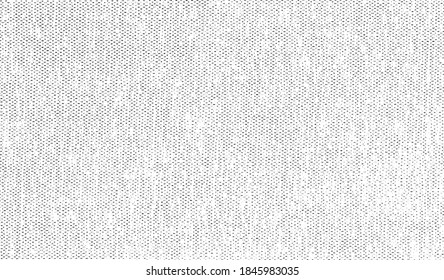 Distressed fabric texture. Vector texture of weaving fabric. Grunge background. Abstract halftone vector illustration. Overlay for interesting effect and depth. Black isolated on white background.