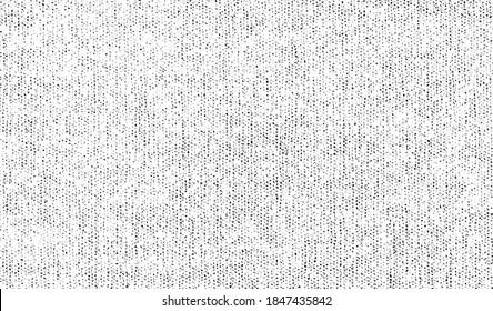 Distressed fabric texture. Vector texture of weaving fabric. Grunge background. Abstract halftone vector illustration. Overlay for interesting effect and depth. Black isolated on white background.
