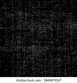 Distressed fabric texture. Vector texture of weaving fabric. Grunge background. Abstract halftone vector illustration. Overlay for interesting effect and depth. Black isolated on white background.
