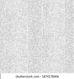 Distressed fabric texture. Vector texture of weaving fabric. Grunge background. Abstract halftone vector illustration. Overlay for interesting effect and depth. Black isolated on white background.