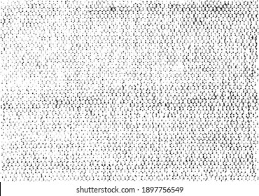 Distressed fabric texture. Vector texture of weaving fabric. Grunge background. Abstract halftone vector illustration. Overlay for interesting effect and depth. Black isolated on white background.