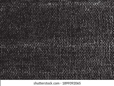 Beklemmte Textur. Vektorstruktur von Webgewebe. brüchiger Hintergrund. Abstrakte Halbtonvektorgrafik. Overlay für interessante Wirkung und Tiefe. Schwarz einzeln auf weißem Hintergrund.