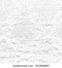 Distressed fabric texture. Vector texture of weaving fabric. Grunge background. Abstract halftone vector illustration. Overlay for interesting effect and depth. Black isolated on white background.