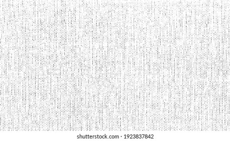 Distressed fabric texture. Vector texture of weaving fabric. Grunge background. Abstract halftone vector illustration. Overlay for interesting effect and depth. Black isolated on white background.