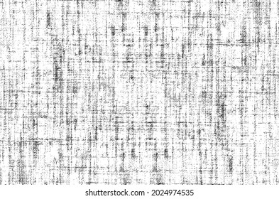 Distressed fabric texture. Vector texture of weaving fabric. Grunge background. Abstract halftone vector illustration. Overlay for interesting effect and depth. Black isolated on white background.