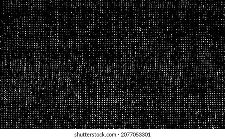 Distressed fabric texture. Vector texture of weaving fabric. Grunge background. Abstract halftone vector illustration. Overlay for interesting effect and depth. Black isolated on white background.