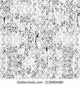 Distressed fabric texture. Vector texture of weaving fabric. Grunge background. Abstract halftone vector illustration. Overlay for interesting effect and depth. Black isolated on white background.
