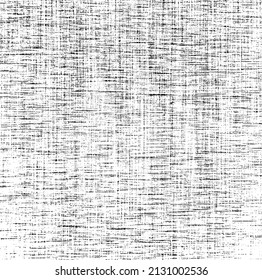 Distressed fabric texture. Vector texture of weaving fabric. Grunge background. Abstract halftone vector illustration. Overlay for interesting effect and depth. Black isolated on white background.
