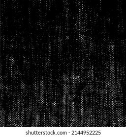 Distressed fabric texture. Vector texture of weaving fabric. Grunge background. Abstract halftone vector illustration. Overlay for interesting effect and depth. Black isolated on white background.
