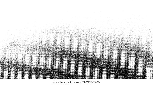 Distressed fabric texture. Vector texture of weaving fabric. Grunge background. Abstract halftone vector illustration. Overlay for interesting effect and depth. Black isolated on white background.
