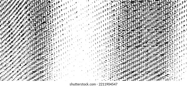 Distressed fabric texture. Vector texture of weaving fabric. Grunge background. Abstract halftone vector illustration. Overlay for interesting effect and depth. Black isolated on white background.