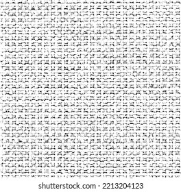 Distressed fabric texture. Vector texture of weaving fabric. Grunge background. Abstract halftone vector illustration. Overlay for interesting effect and depth. Black isolated on white background.