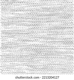 Distressed fabric texture. Vector texture of weaving fabric. Grunge background. Abstract halftone vector illustration. Overlay for interesting effect and depth. Black isolated on white background.