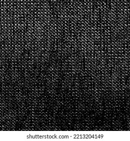 Beklemmte Textur. Vektorstruktur von Webgewebe. brüchiger Hintergrund. Abstrakte Halbtonvektorgrafik. Overlay für interessante Wirkung und Tiefe. Schwarz einzeln auf weißem Hintergrund.