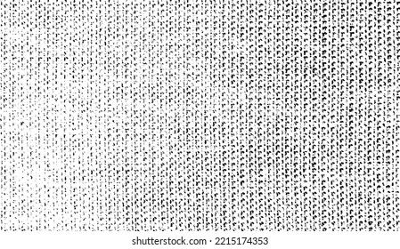 Distressed fabric texture. Vector texture of weaving fabric. Grunge background. Abstract halftone vector illustration. Overlay for interesting effect and depth. Black isolated on white background.