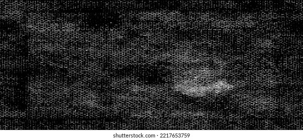 Textura de tela alterada. Textura vectorial de tejido. Borde de fondo. Ilustración del vector de medio tono abstracto. Superposición para el efecto interesante y la profundidad. Negro aislado sobre fondo blanco.