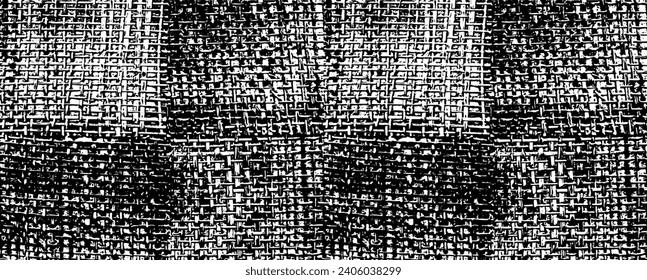 Textura de tela alterada. Textura vectorial de tejido. Borde de fondo. Ilustración del vector de medio tono abstracto. Superposición para el efecto interesante y la profundidad. Negro aislado sobre fondo blanco.