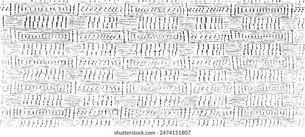 Distressed fabric texture. Vector texture of weaving fabric. Grunge background. Abstract halftone vector illustration. Overlay for interesting effect and depth. Black isolated on white background.