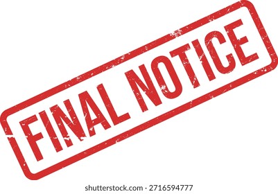 Mensagem de aviso final em dificuldades estampada com tinta vermelha sobre fundo branco