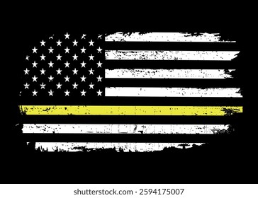 Distressed flag Thin Yellow Line American Flag Vector.	