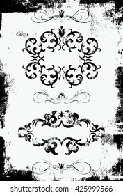 Distressed Floral Scrolls
Textured Ornate frames, decorative ornaments, flourish and scroll elements
