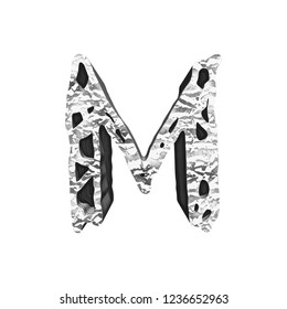 Distressed font with holes.Vector letter.
