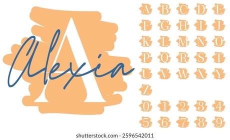 Distressed Font Vector Design Set A-Z, Handwriting Alphabet Monogram Letters A-Z