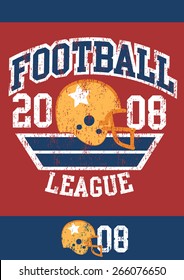 Distressed Football League Poster With Helmet .