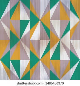 Distressed geometric color blocking seamless repeat vector pattern.  Aged look.  Boho softly textured fabric or textile design.  Scratched old paint.  Great for home decor or stationary.