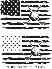 Distressed golf american flag, golf american flag, US flag, golf ball, golf team vector files
