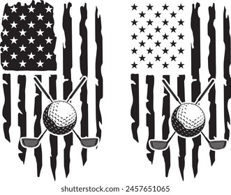 Distressed golf american flag, US flag, golf american flag, golf ball, golf team vector file