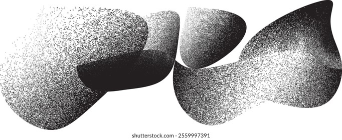 Distressed gradient shape set. Collection of graphic design elements .Blotch shapes. Trendy grainy shapes .Graph print texture .Grunge textured design figures .Irregular edges blobs. Graphic vector.