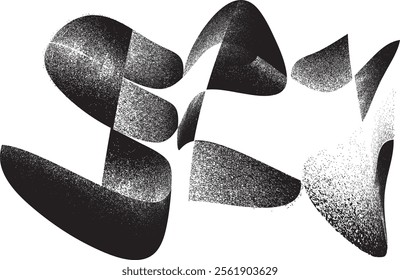 Distressed gradient shape set. Collection of graphic design elements .Blotch shapes. Trendy grainy shapes .Graph print texture .Grunge textured design figures .Irregular edges blobs. Graphic vector.