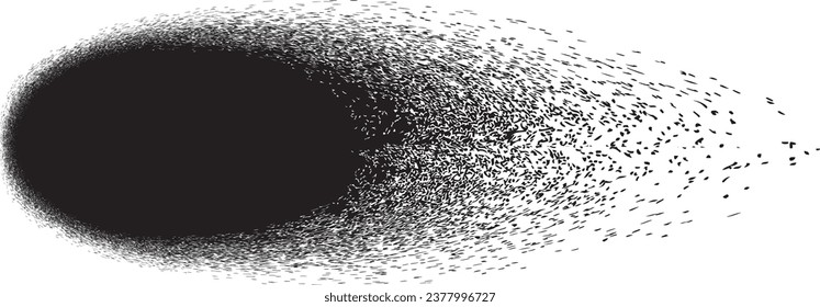 Distressed gradient shape . Shade of sphere . Noise destroyed circle . Trendy grainy shadow . Graph print texture .Spray effect .Grunge texture . Distressed element .Vector rounded ball shadow 